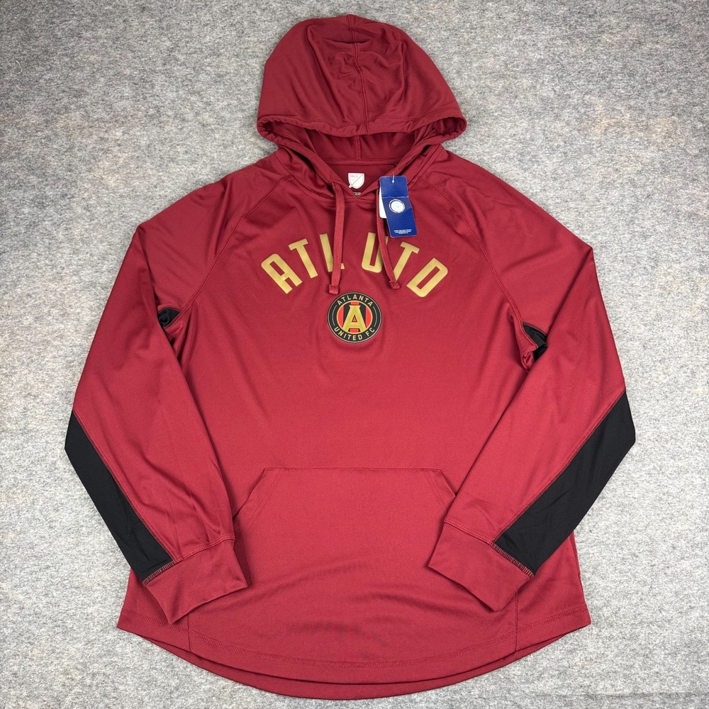 MLS Atlanta United Football Club FC Hooded Shirt Long Sleeve Red Mens Large L